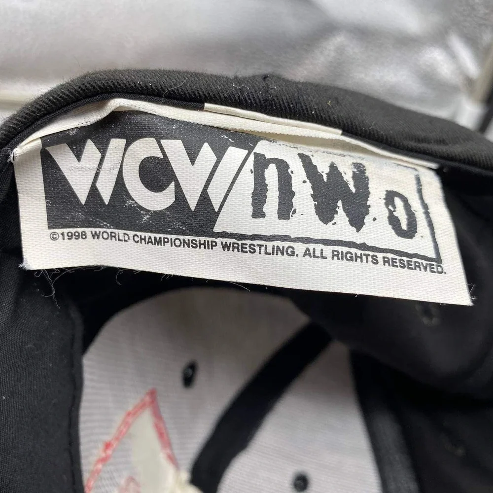 Vintage WCW nWo New World Order Hat Men OS Black Wolfpac Wrestling Snapback‎ Cap
